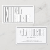 グレーモダンのイニシャルと名前のロゴ 名刺 (正面/裏面)