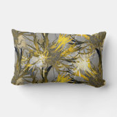 グレーモダンのエレガント抽象芸術フローラ ランバークッション (裏面)