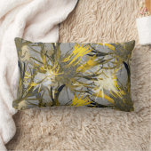 グレーモダンのエレガント抽象芸術フローラ ランバークッション (ブランケット)