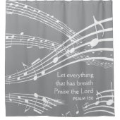 グレーモダンのカスタム音楽ノート シャワーカーテン (正面)