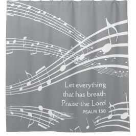 グレーモダンのカスタム音楽ノート シャワーカーテン