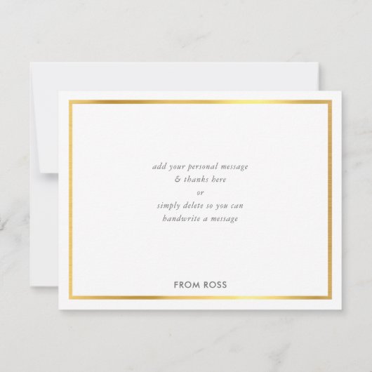 グレーモダンのスタイリッシュ金ゴールドに感謝書 サンキューカード (裏面)