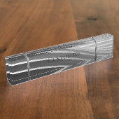 グレーモダンのストライプ デスクネームプレート (側面)