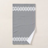 グレーモダンのダイヤモンド装飾線 バスタオルセット (ハンドタオル)