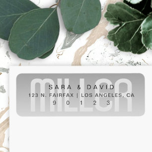 グレーモダンのフェード付きの姓グラデーション名 ラベル