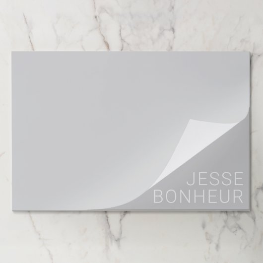 グレーモダンのホワイトネーム ペーパーパッド (折り畳み)