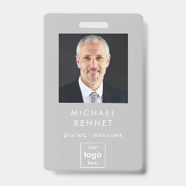 グレーモダンの企業の写真ID バッジ