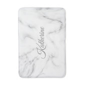 グレーモダンの大理石のテクスチャと名前 バスマット (正面縦)