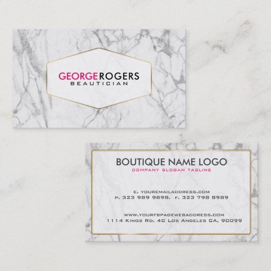 グレーモダンの大理石テクスチャ 名刺 (正面/裏面)