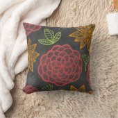 グレーモダンの植物模様 クッション (ブランケット)