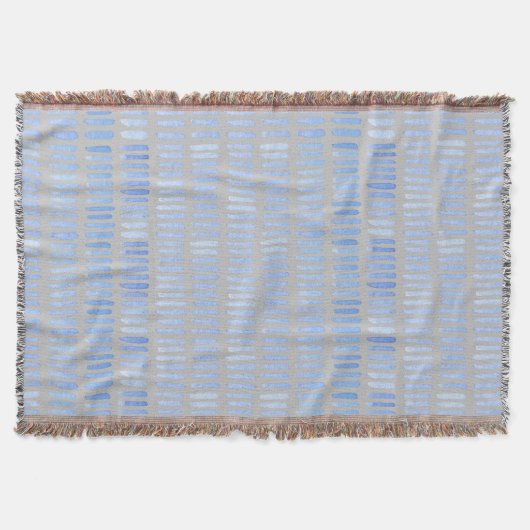 グレーモダンの水彩青ストローク スローブランケット (正面)