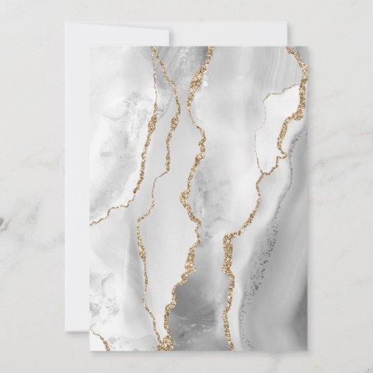 グレーモダンの白い金ゴールドアガート日付の保存 セーブザデート (裏面)