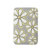 グレーモダンの白と黄色のチョークデイジー バスマット (正面縦)