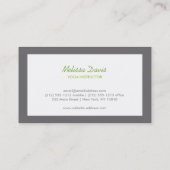 グレーモダンの白に緑のクローバーのロ縁どゴ 名刺 (裏面)