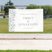 グレーモダンの花模様がバナに結婚歓迎 横断幕 (インサイチュ)