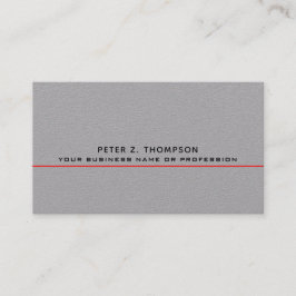 グレーモダンの薄い赤い線を持つ名刺 名刺