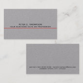 グレーモダンの薄い赤い線を持つ名刺 名刺 (正面/裏面)