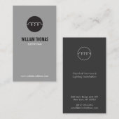 グレーモダンの電気技師ロゴ 名刺 (正面/裏面)