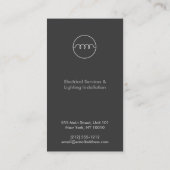 グレーモダンの電気技師ロゴ 名刺 (裏面)