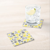 グレーモダンの黄色い泡 スクエアペーパーコースター (インサイチュ)