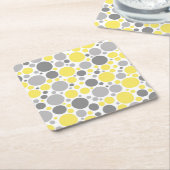 グレーモダンの黄色い泡 スクエアペーパーコースター (アングル)