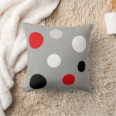 グレーモダンの黒い赤の白い円 クッション (ブランケット)