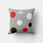 グレーモダンの黒い赤の白い円 クッション (裏面)