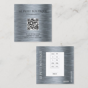 グレーモダンアメリカ服サイズチャート価格ラベル スクエア名刺
