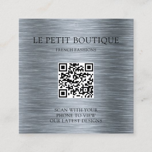 グレーモダンアメリカ服サイズチャート価格ラベル スクエア名刺 (正面)