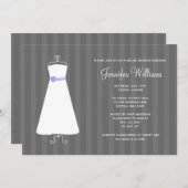 グレーモダンアンドパープルガウンストライプブライダルシャワー 招待状 (正面/裏面)