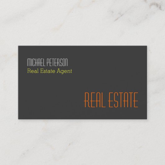 グレーモダンイエローオレンジエージェント名刺 名刺 (正面)