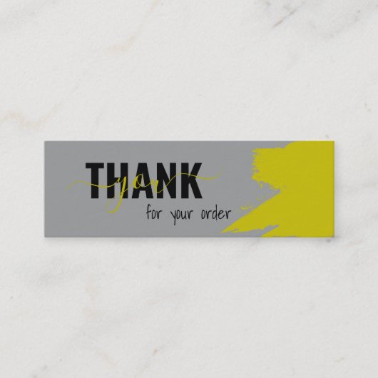 グレーモダンイエロースクリプトあり スキニー名刺 (正面)