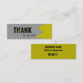 グレーモダンイエロースクリプトあり スキニー名刺 (正面/裏面)