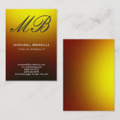 グレーモダンイエロースクリプトのモノグラム名刺 名刺 (正面/裏面)