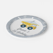 グレーモダンイエローダンプトラック1st誕生日 ペーパープレート (アングル)