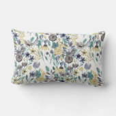 グレーモダンイエローフローラ水の色パターン ランバークッション (裏面)