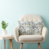 グレーモダンイエローフローラ水の色パターン ランバークッション (椅子)