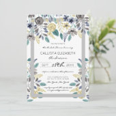 グレーモダンイエローフローラ水カラーブライダルシャワー 招待状 (スタンド正面)