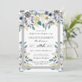 グレーモダンイエローフローラ水色卒業 招待状 (スタンド正面)