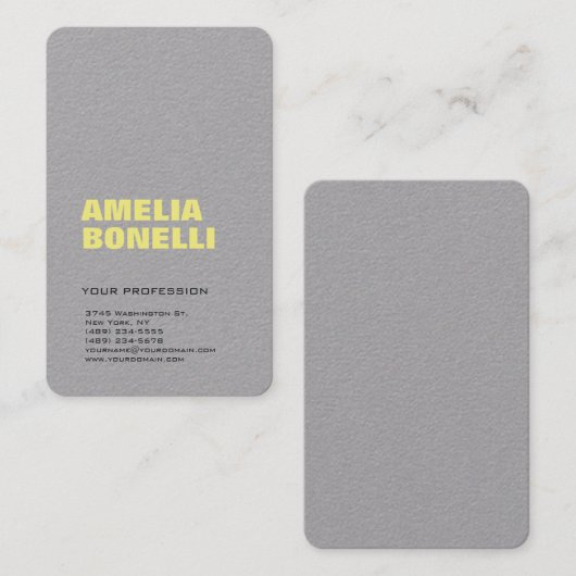 グレーモダンイエローミニマはっきりしたリストプロフェッショナル 名刺 (正面/裏面)