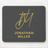 グレーモダンイエローモノグラム マウスパッド (正面)