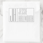 グレーモダンイニシャルと名前ロゴ長方形スティック 長方形シール (バッグ)