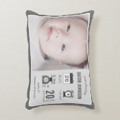 グレーモダンインフォグラフィックベビーフォト誕生の状態 アクセントクッション (正面(垂直))