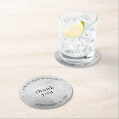 グレーモダンウォーター結婚カラー ラウンドペーパーコースター (インサイチュ)