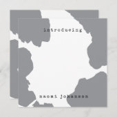 グレーモダンウォーター色ベビー発表 招待状 (正面/裏面)