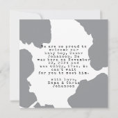 グレーモダンウォーター色ベビー発表 招待状 (裏面)