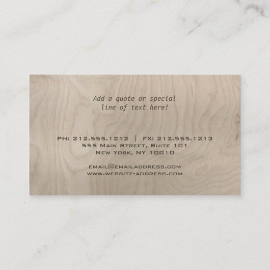 グレーモダンウッドの建築彫刻文字 名刺 (裏面)