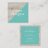 グレーモダンウッド光ティール（緑がかった色）カラーブロック手作り スクエア名刺 (正面/裏面)