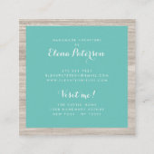 グレーモダンウッド光ティール（緑がかった色）カラーブロック手作り スクエア名刺 (裏面)