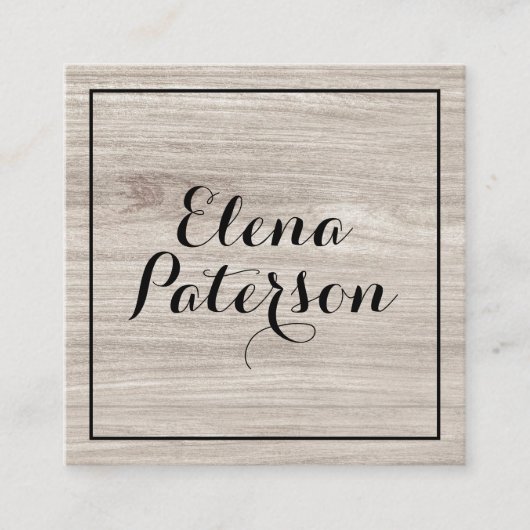 グレーモダンウッド幾何学的ブラックフレーム手作り スクエア名刺 (正面)